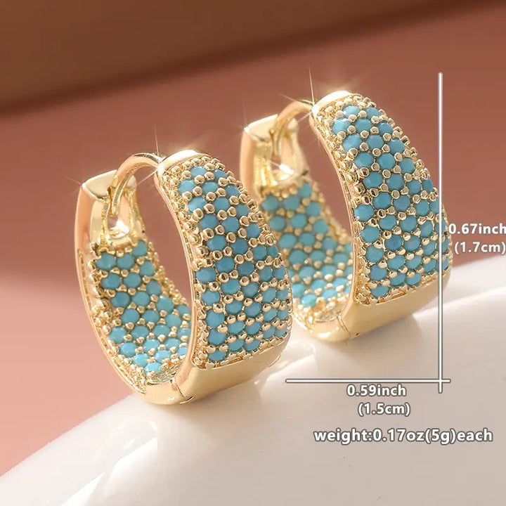 Turquoise Pearl Hoop Earrings with Gold Tone | Gold
