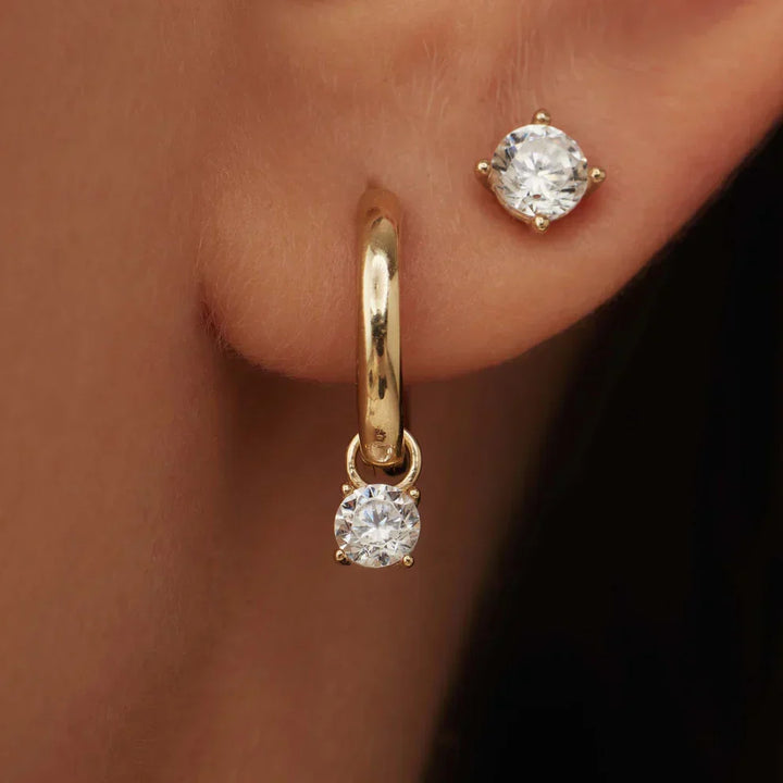 Moonstone Tear Drop Hoop Earrings | Gold