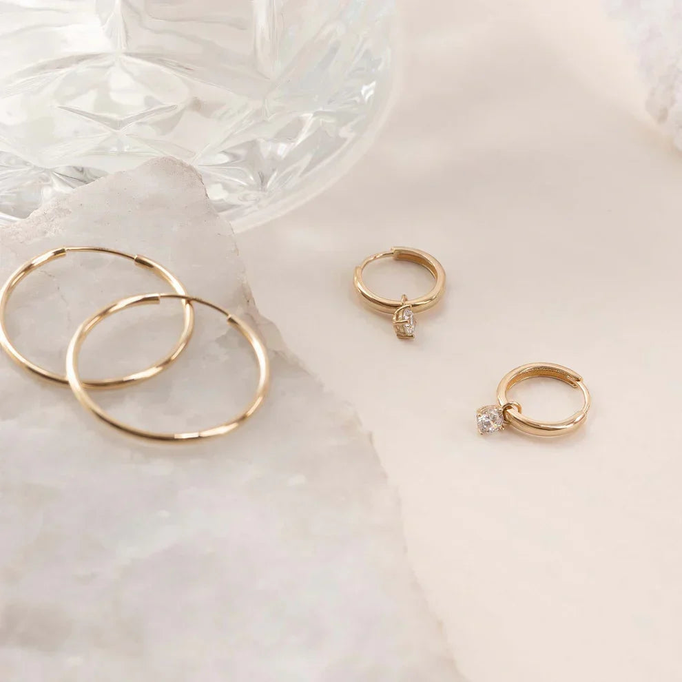 Moonstone Tear Drop Hoop Earrings | Gold