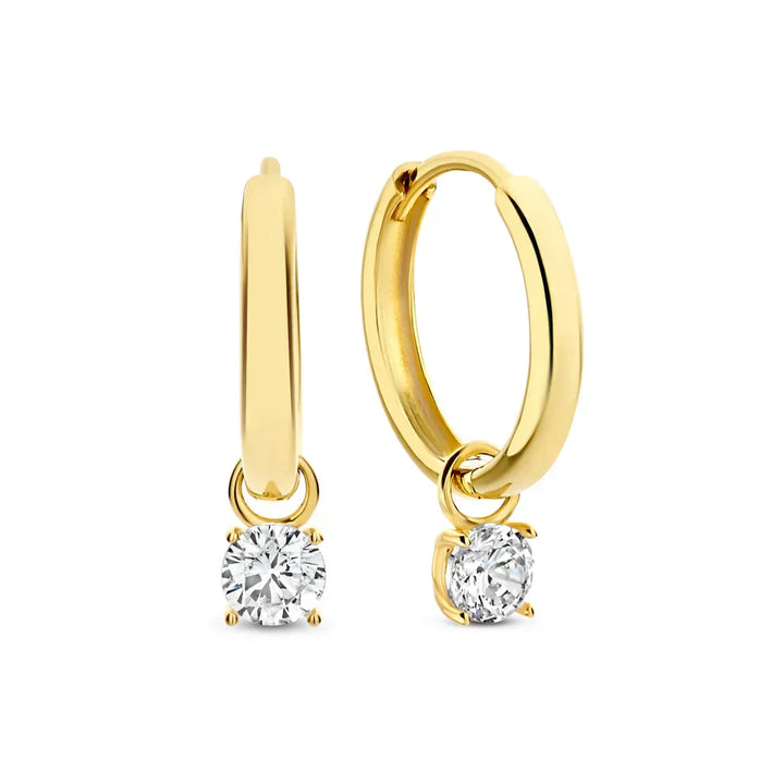 Moonstone Tear Drop Hoop Earrings | Gold