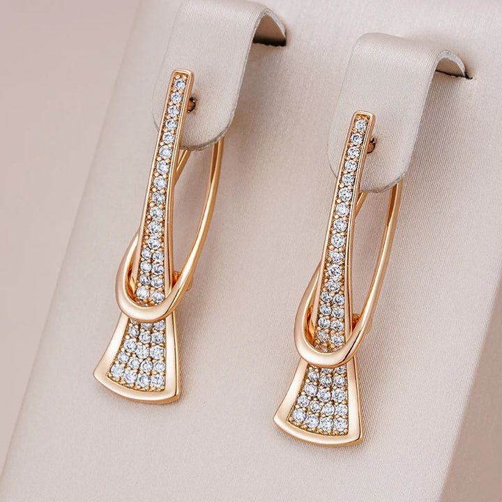Radiant Layered Crystal Earrings | Gold
