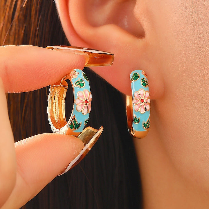 Colourful Floral Hoops | Gold