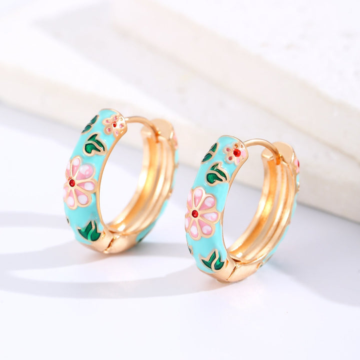 Colourful Floral Hoops | Gold