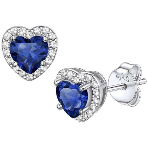 Sapphire Heart-Shaped Earrings | White Gold