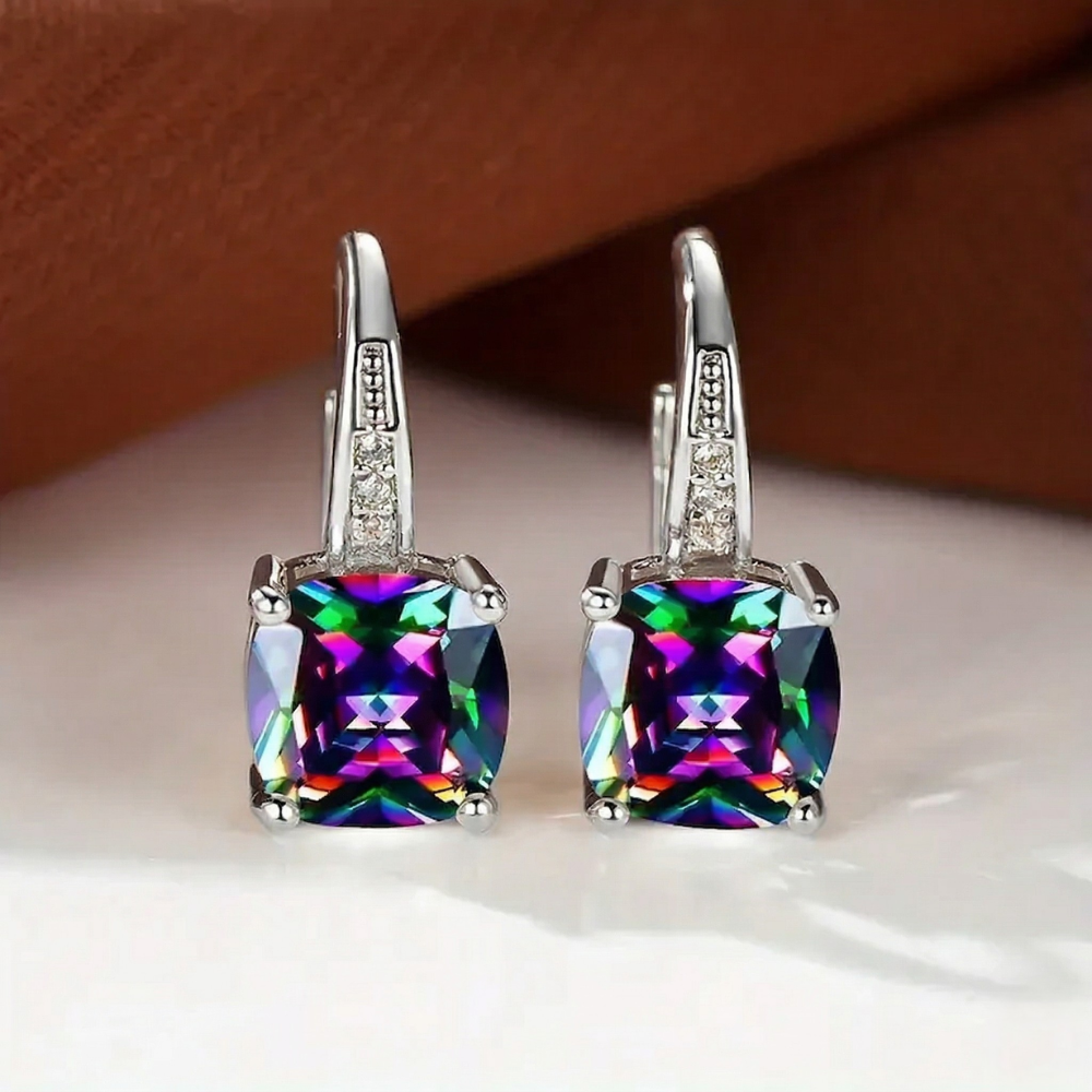 Mystical Stone Earrings | White Gold