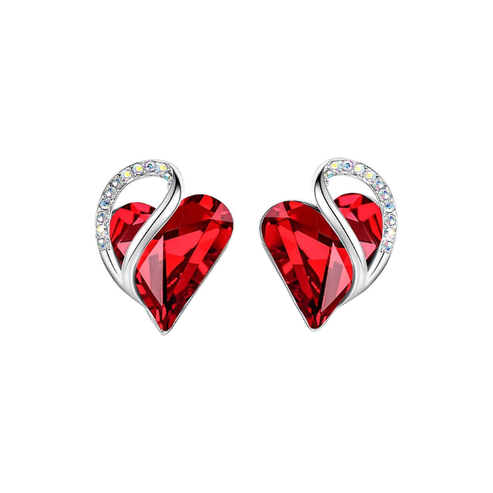 Ruby Heart Infinity Earrings | White Gold