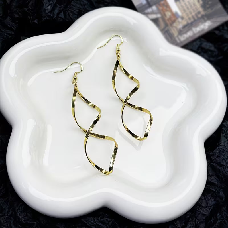 Spiral Drop Earrings | Gold