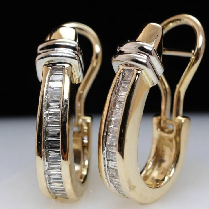 Retro and Diamond Earrings | Gold