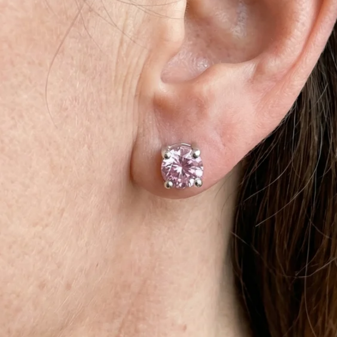 Round Sapphire Earrings | White Gold