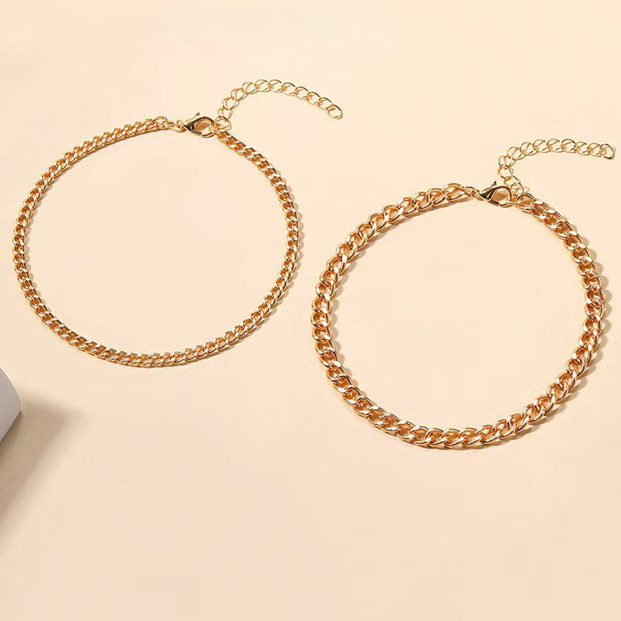 Layered Cuban Link Ankle Bracelet | Gold