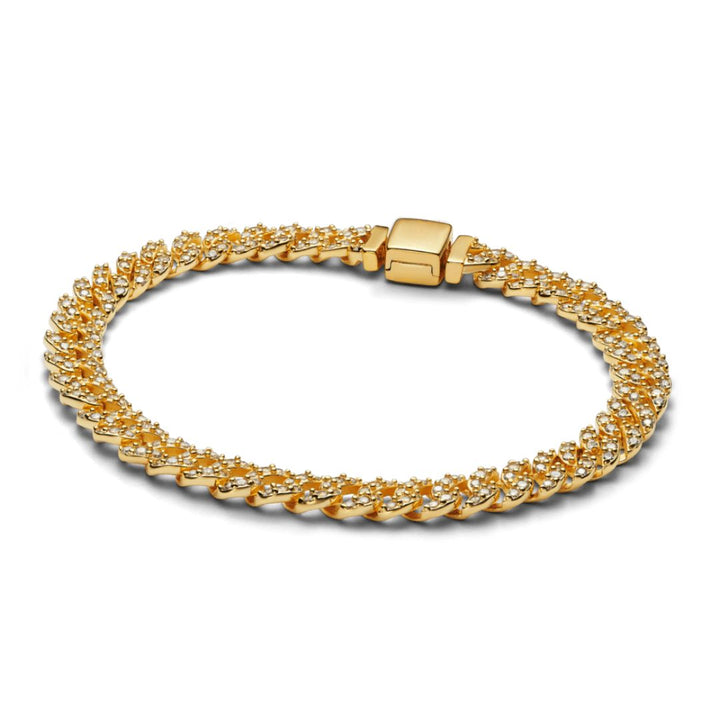 Cuban link bracelet pavé | Gold