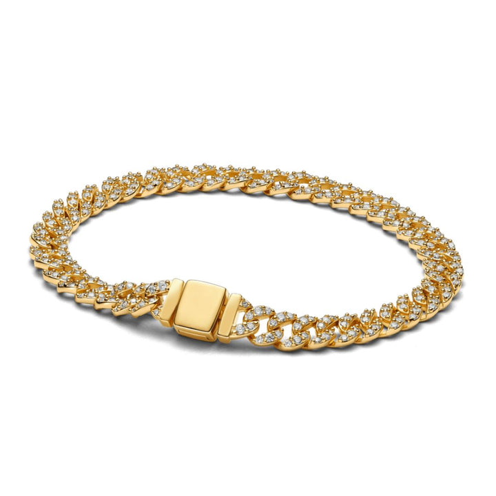 Cuban link pavé bracelet | White gold