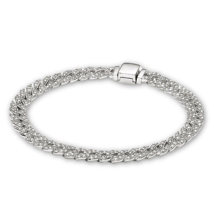 Cuban link pavé bracelet | White gold