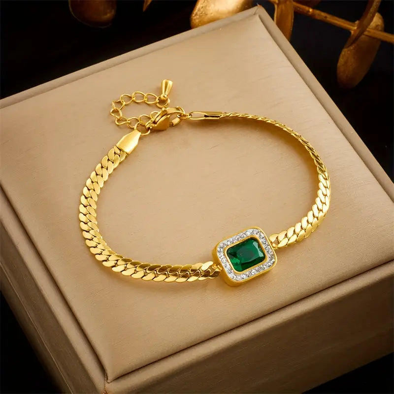 Joanna Green Bracelet with Emerald | Gold