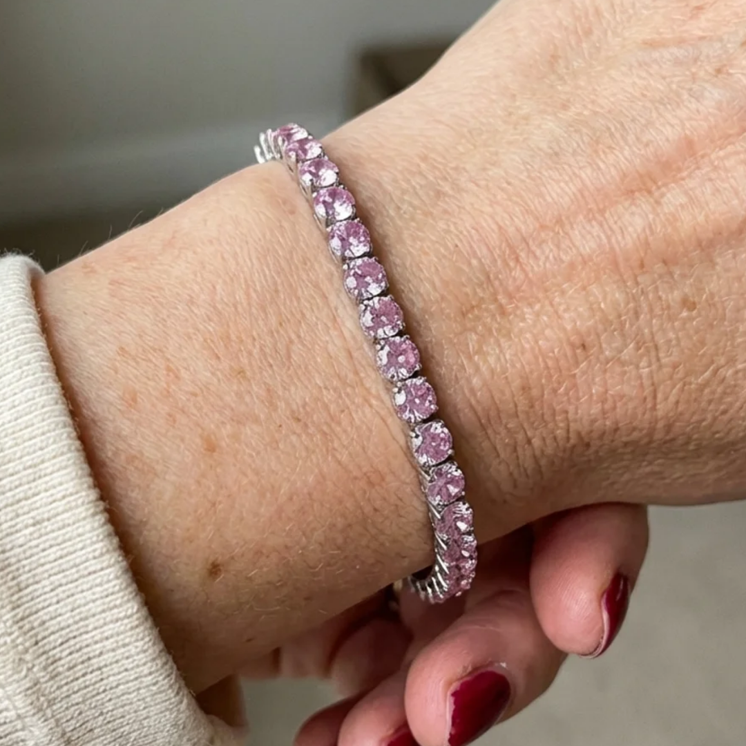 Rose sapphire tennis bracelet | White gold