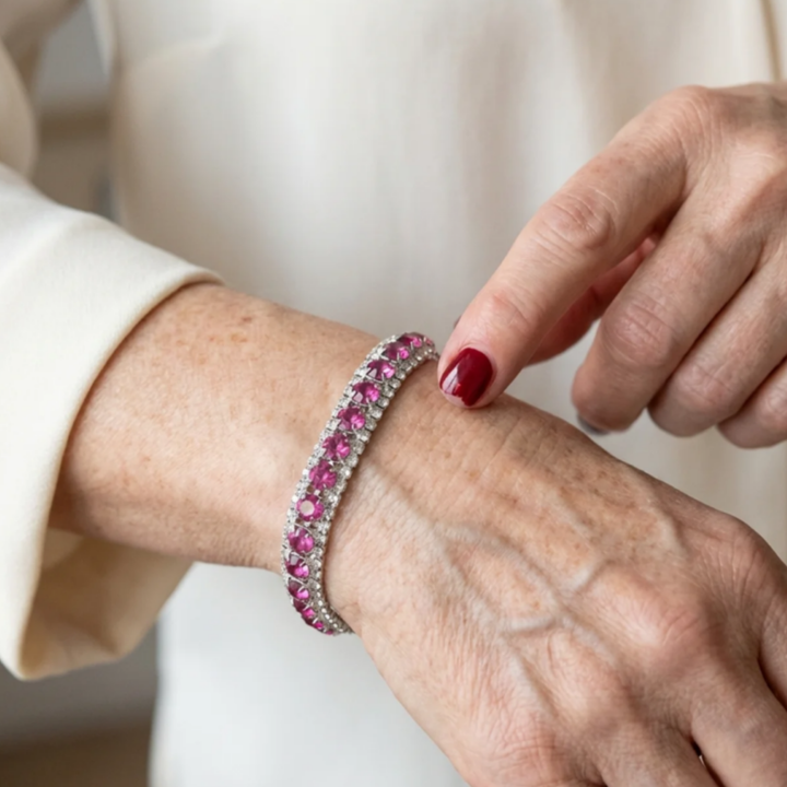 Rose gold tennis bracelet | White gold