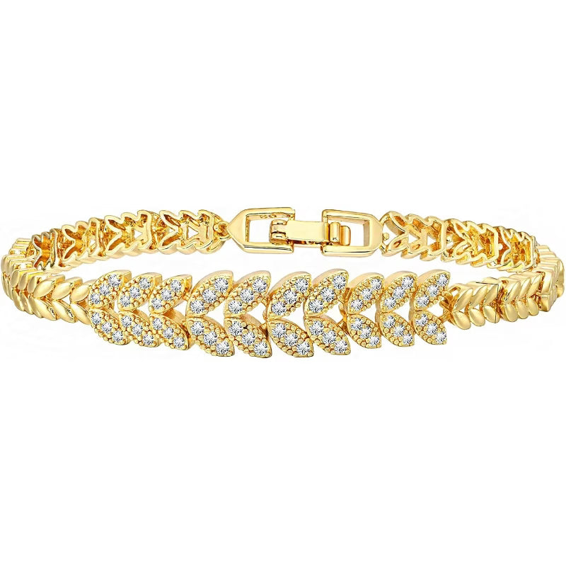 Eternal Leaf Tennis Bracelet | Gold