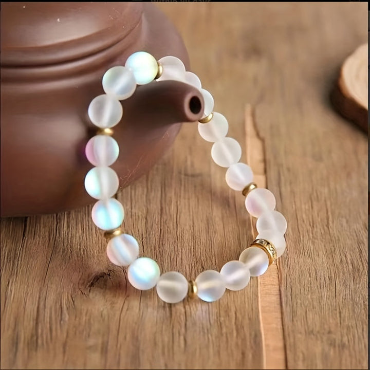 Bracelet confiance avec marguerites et pierre de lune | Or