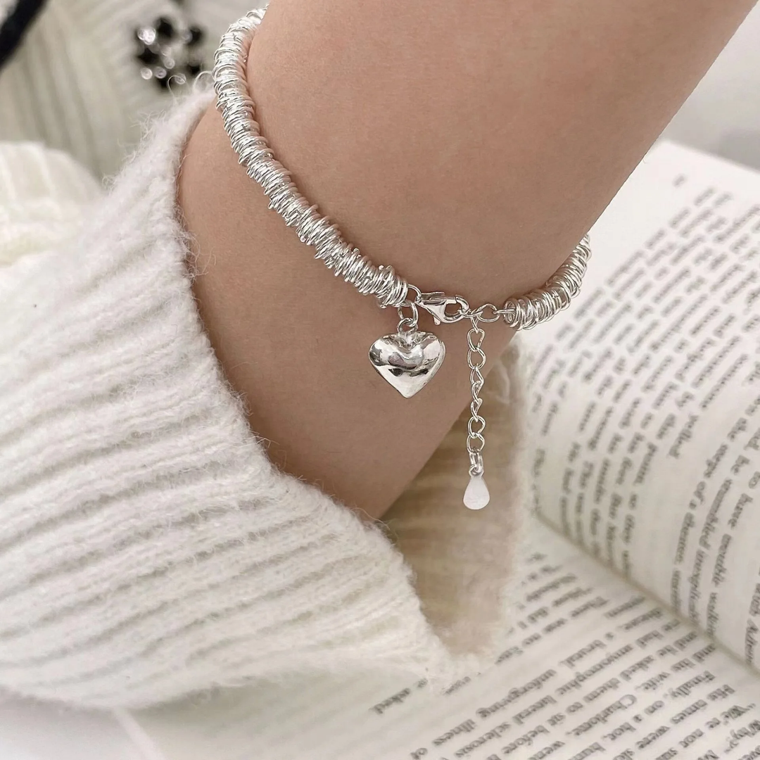 Bracelet élégant avec cœur | Or blanc