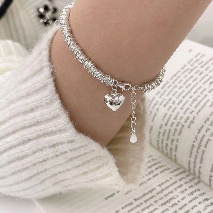 Bracelet élégant avec cœur | Or blanc
