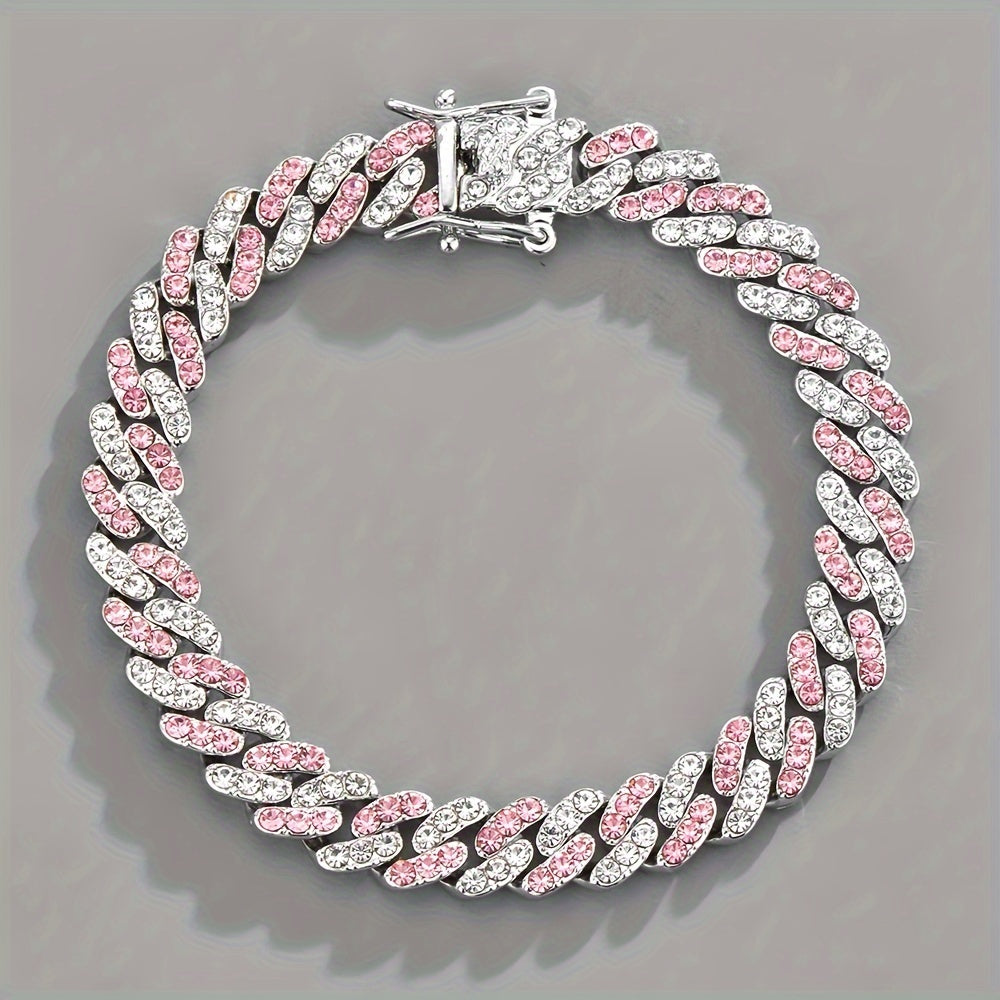 Bracelet maille cubaine rosé arctique | Or blanc