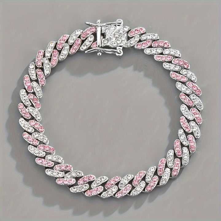 Bracelet maille cubaine rosé arctique | Or blanc