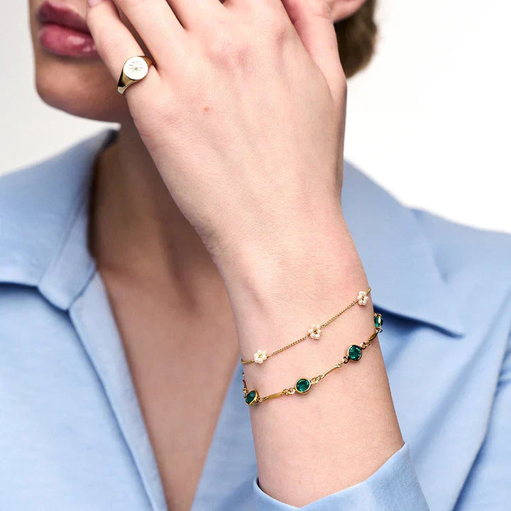 Emerald Chain Bracelet | Gold