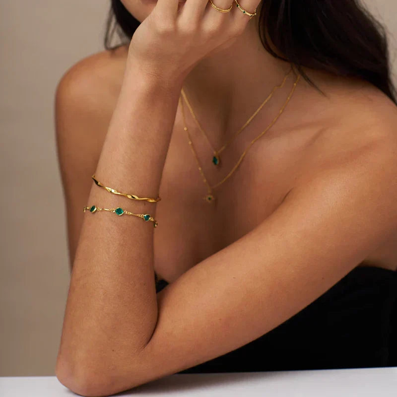Emerald Chain Bracelet | Gold