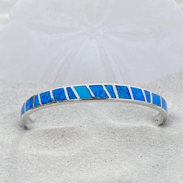Bracelet en opale bleue | Or blanc