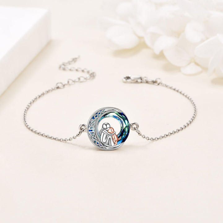 Bracelet réglable avec pendentif en forme de chien | Or blanc
