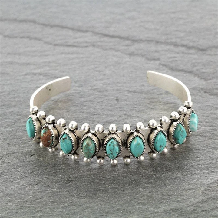 Bracelet rétro avec pierres turquoises | Or