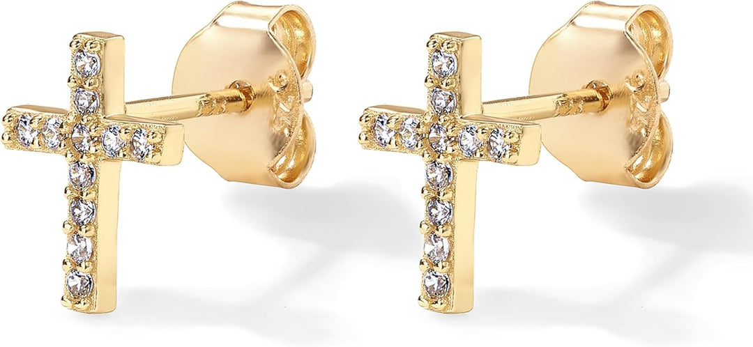 Crossed Paved Nails | Gold