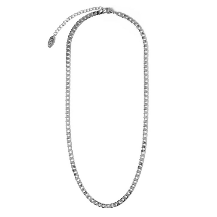 Flat Link Chain Necklace | White Gold