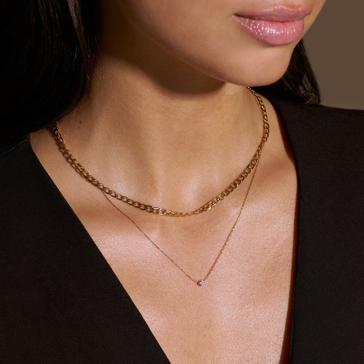 Flat Link Chain Necklace | White Gold