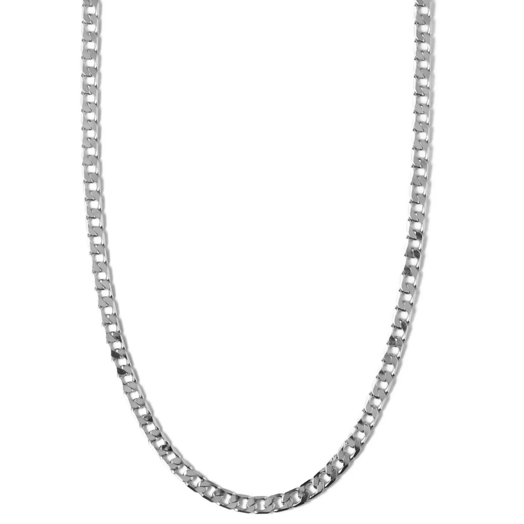 Flat Link Chain Necklace | White Gold