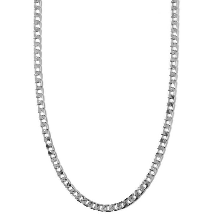 Flat Link Chain Necklace | White Gold