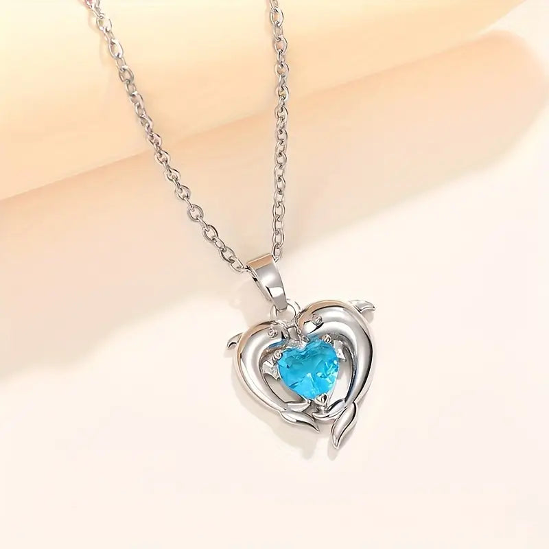 Ocean Heart Necklace Twins | White Gold