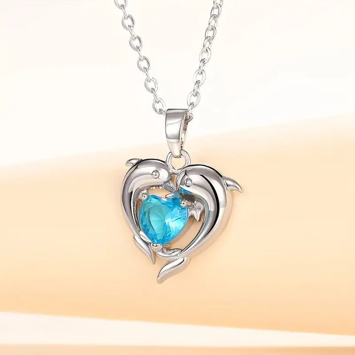 Ocean Heart Necklace Twins | White Gold