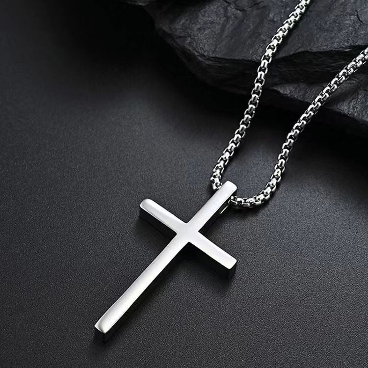 Cross necklace with setting | White gold