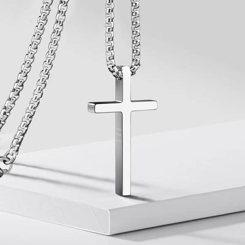 Cross necklace with setting | White gold