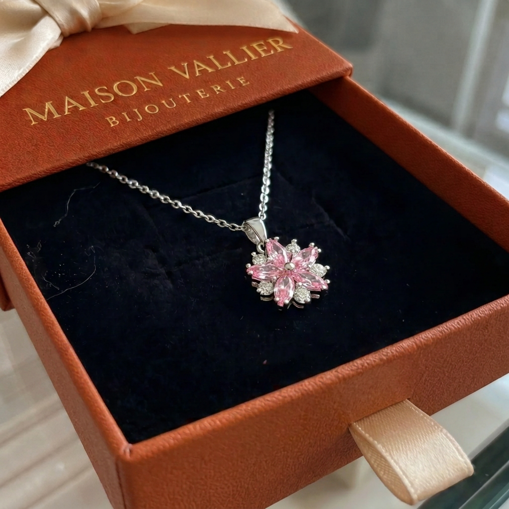 Cherry Blossom Necklace | White Gold