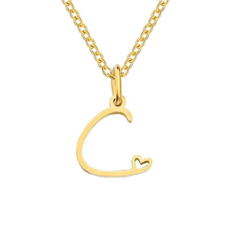 Initial Heart Necklace | Gold