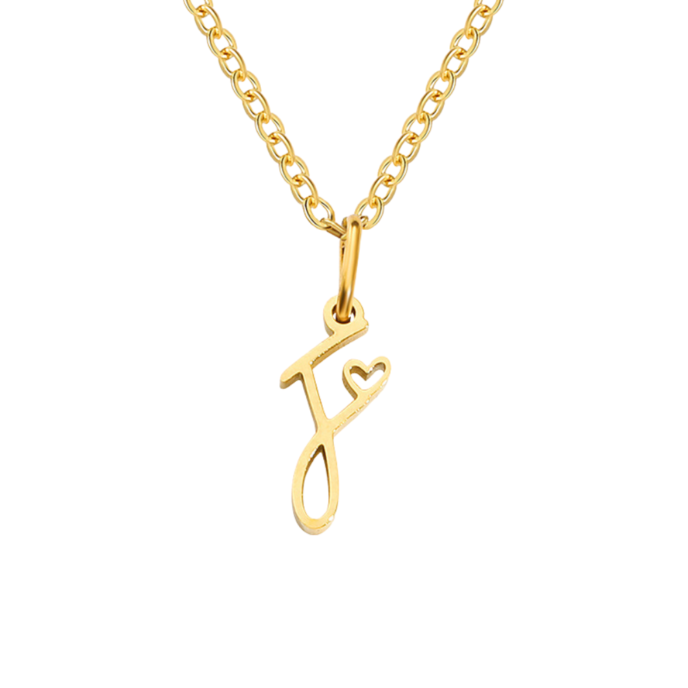Initial Heart Necklace | Gold