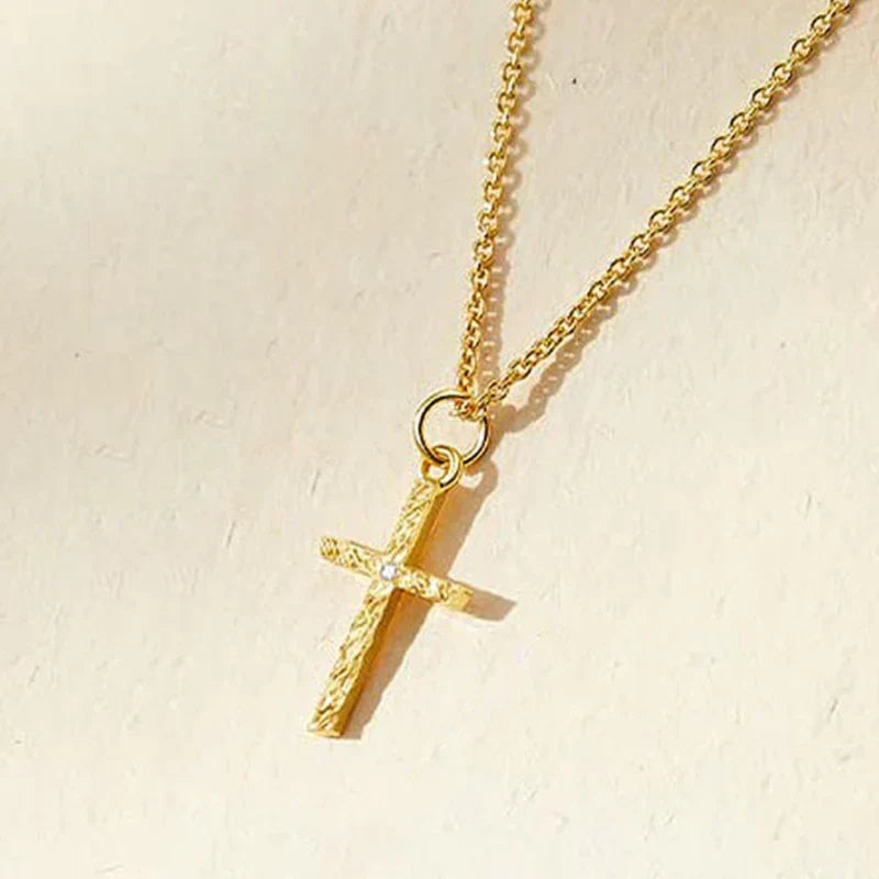 Cross Initial Necklace | Gold