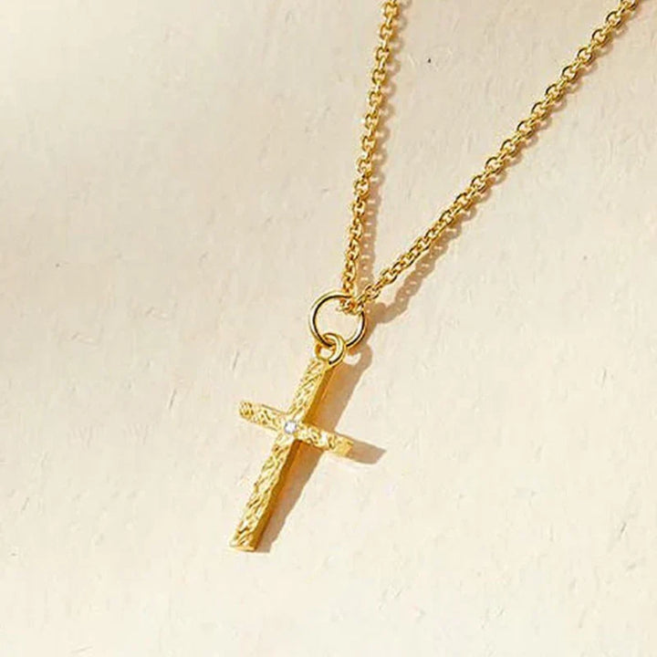 Cross Initial Necklace | Gold