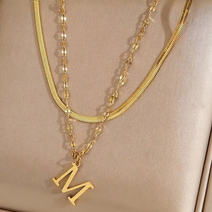 Initial layered necklace | Gold