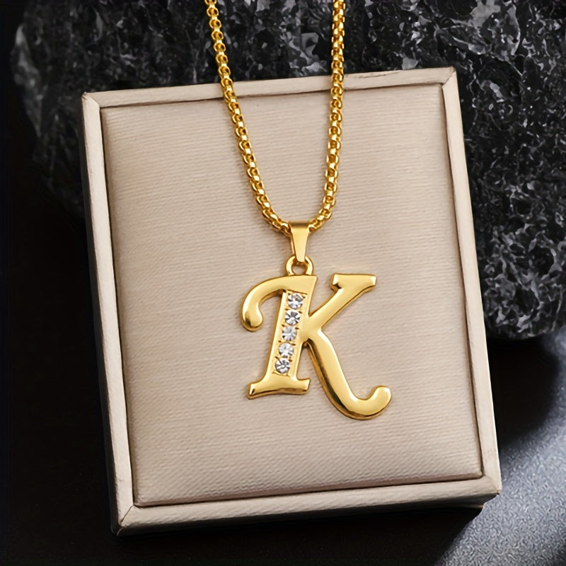 Initial crystal necklace | Gold