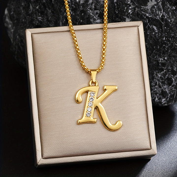 Initial crystal necklace | Gold