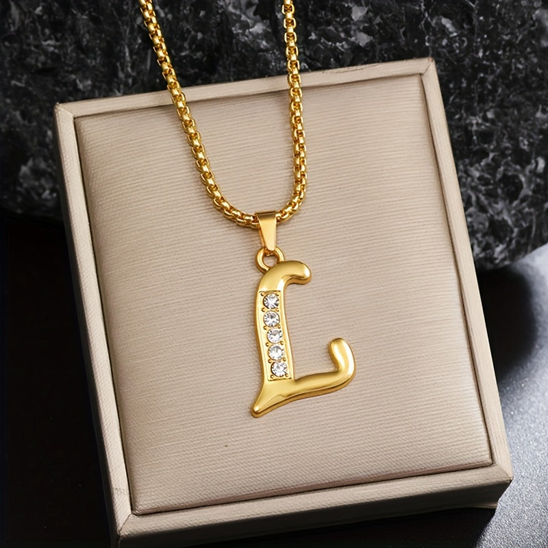 Initial crystal necklace | Gold