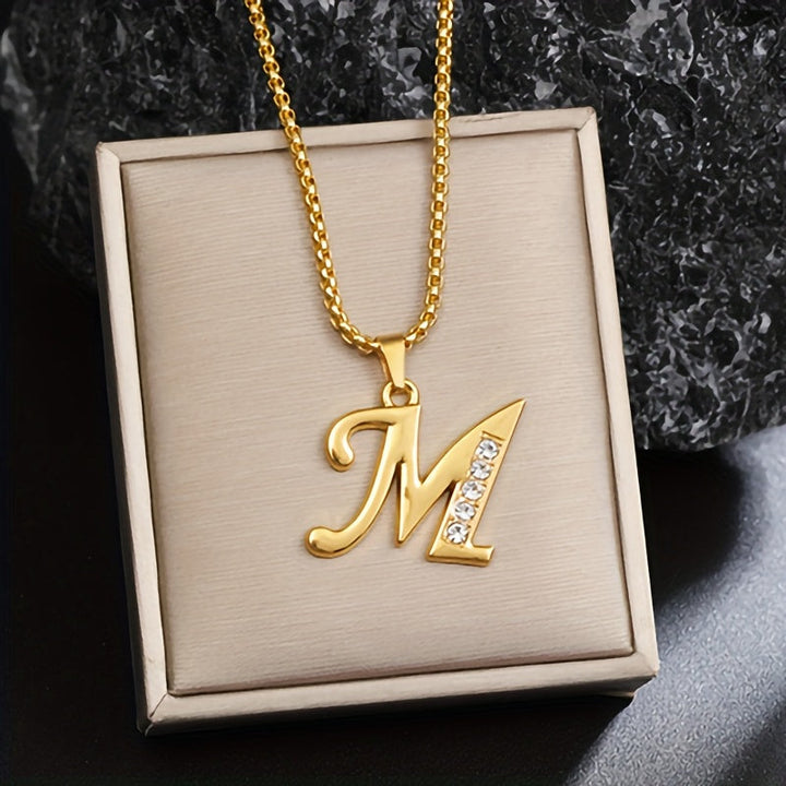 Initial crystal necklace | Gold
